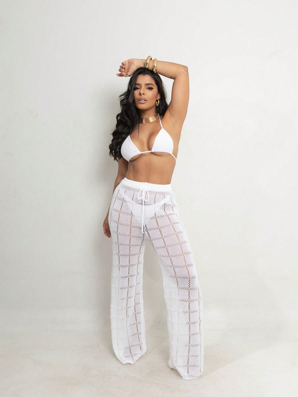 Vendedor Indicado
Calça Saída de Praia Tricot Crochê Moda Praia | Calça Pantalona Tricô Verão Moda Feminina