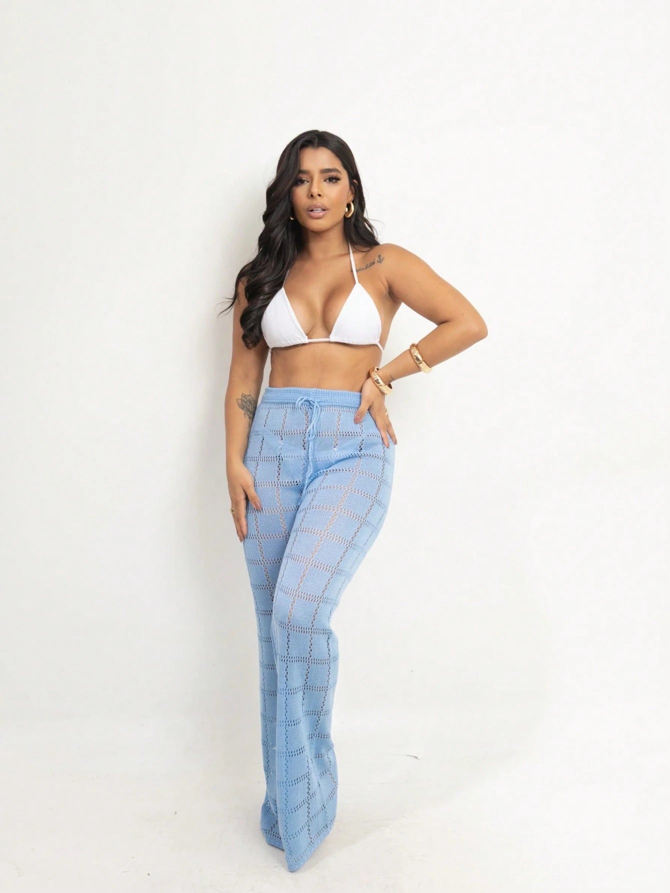 Calça Saída de Praia Tricot Crochê – Moda Praia Feminina Confortável e Estilosa