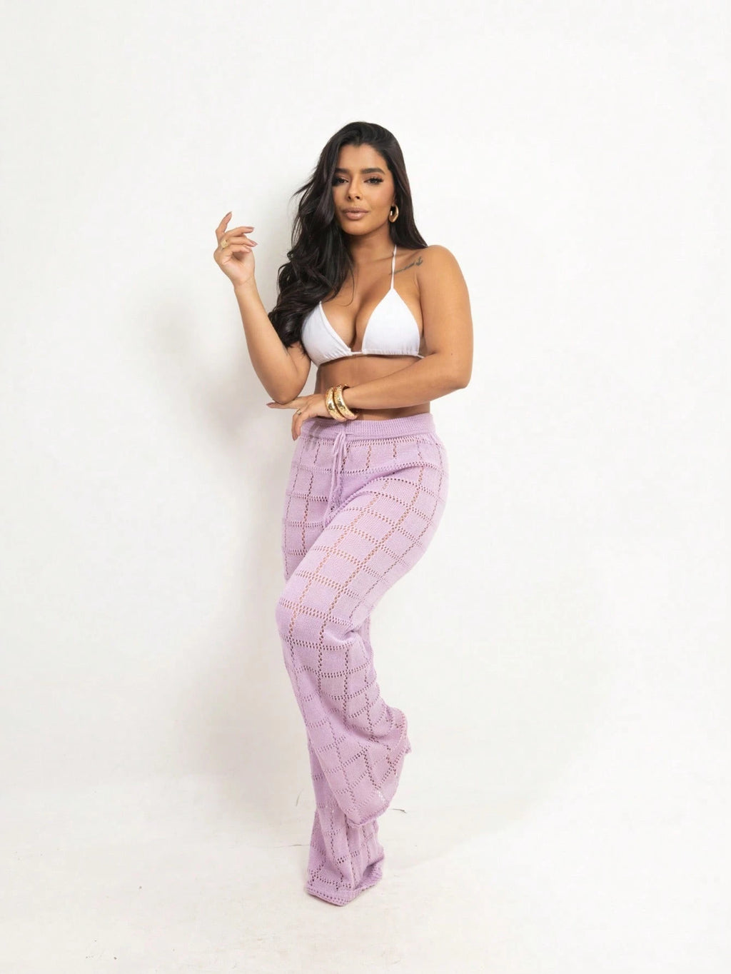 Calça Saída de Praia Tricot Crochê – Moda Praia Feminina Confortável e Estilosa