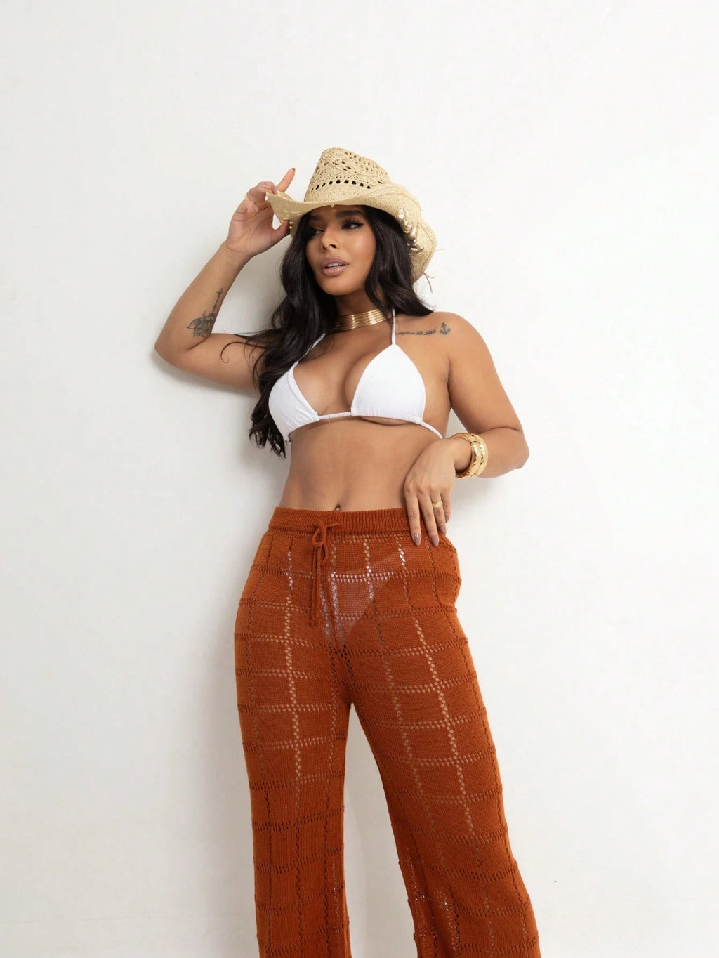 Vendedor Indicado
Calça Saída de Praia Tricot Crochê Moda Praia | Calça Pantalona Tricô Verão Moda Feminina