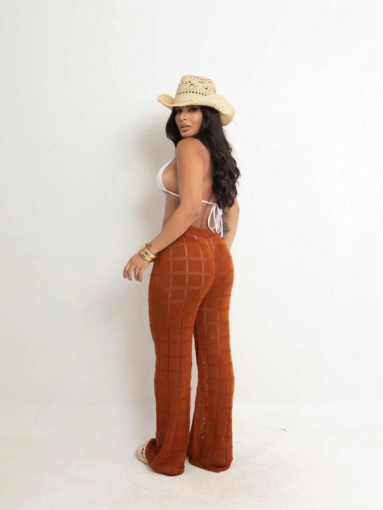 Vendedor Indicado
Calça Saída de Praia Tricot Crochê Moda Praia | Calça Pantalona Tricô Verão Moda Feminina