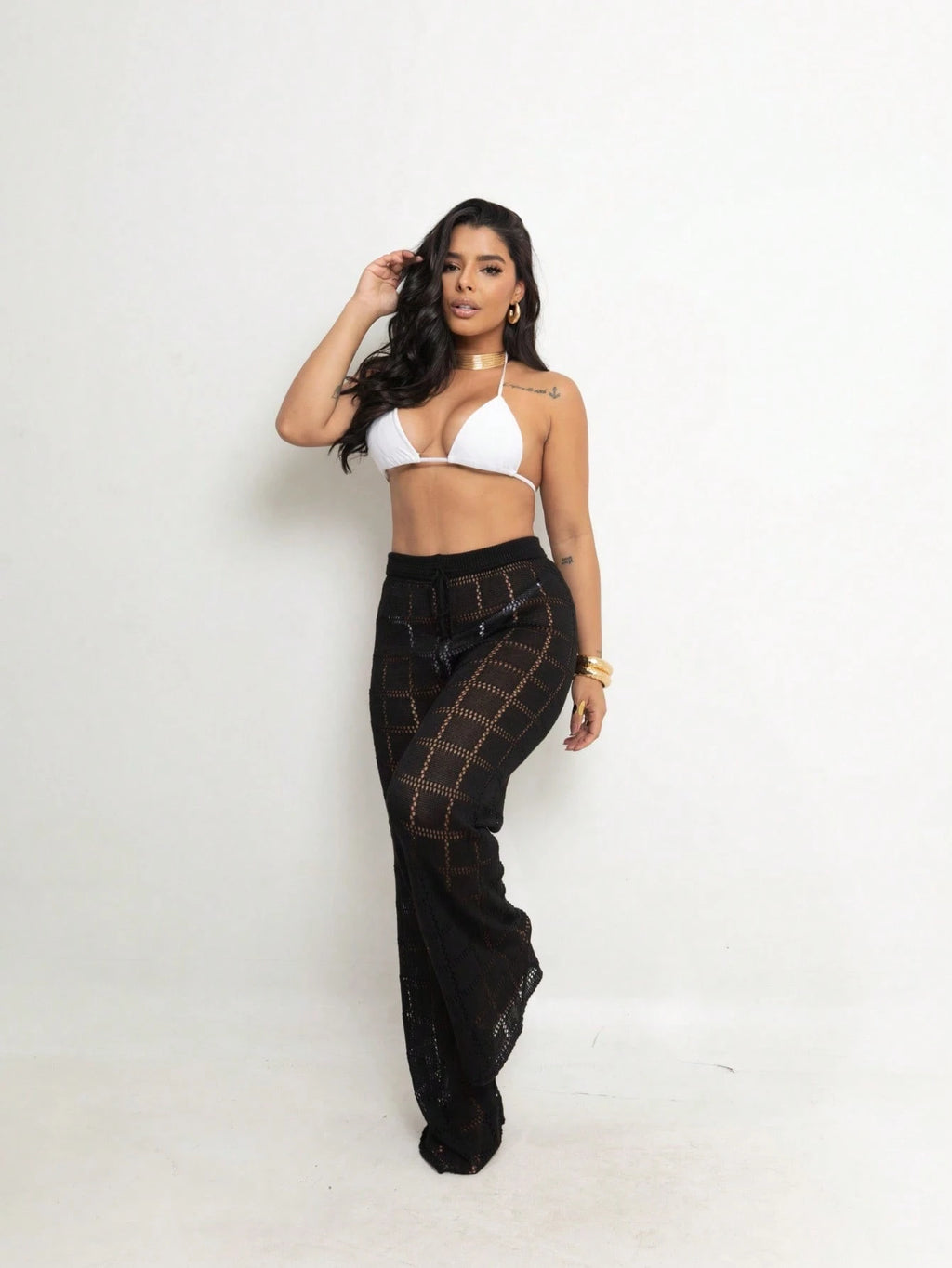 Vendedor Indicado
Calça Saída de Praia Tricot Crochê Moda Praia | Calça Pantalona Tricô Verão Moda Feminina