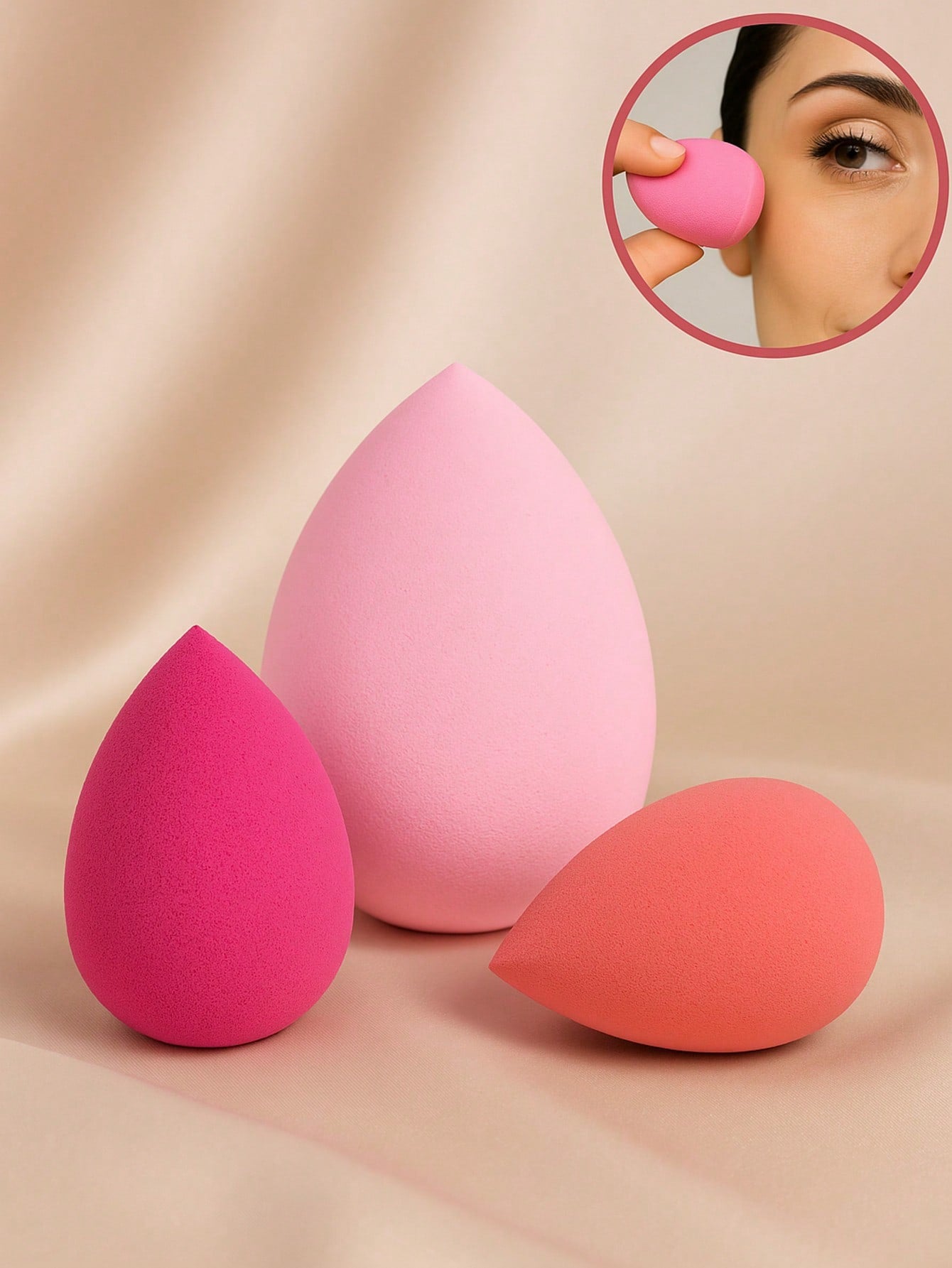 Kit 3 Esponjas de Maquiagem – Limpeza Facial e Aplicação de Base | Mini e Grande