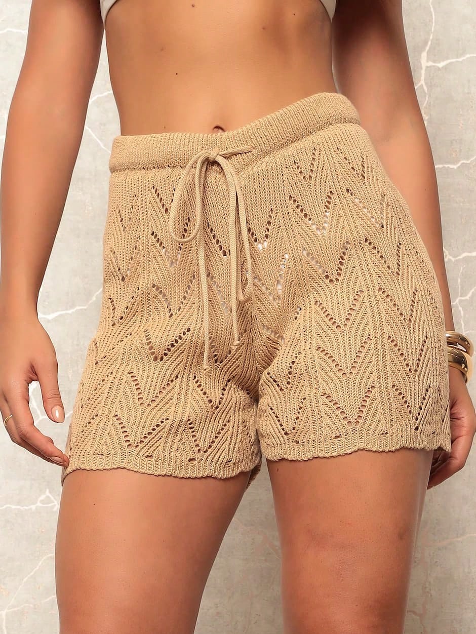 Vendedor IndicadoShort Saída de Praia Feminina Crochê Tricô Feminino Moda Elegante