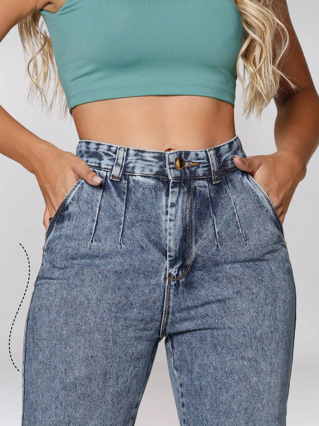 Vendedor Indicado
Calça Jeans Feminina Mom Básica Cos Alto Sem Elastano Com Bolso perna larga