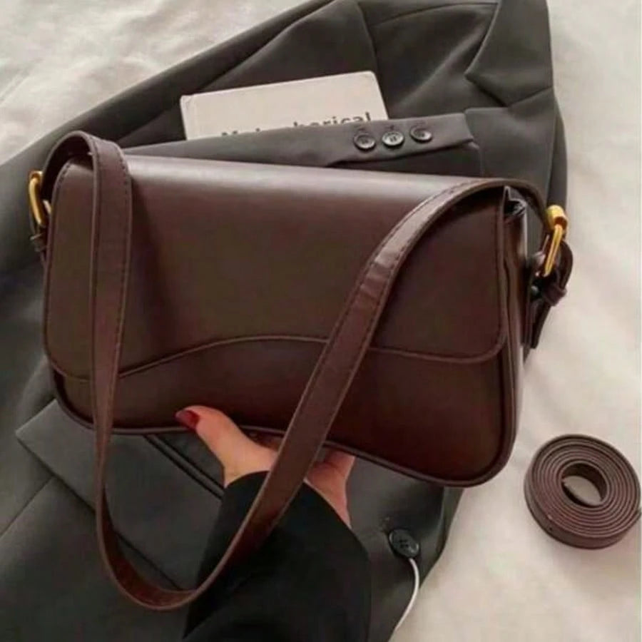 Vendedor IndicadoBolsa Feminina Baguete Alça de Ombro Aba Irregular Moda Estilo de Mão Preto Cafe Branca Caramelo