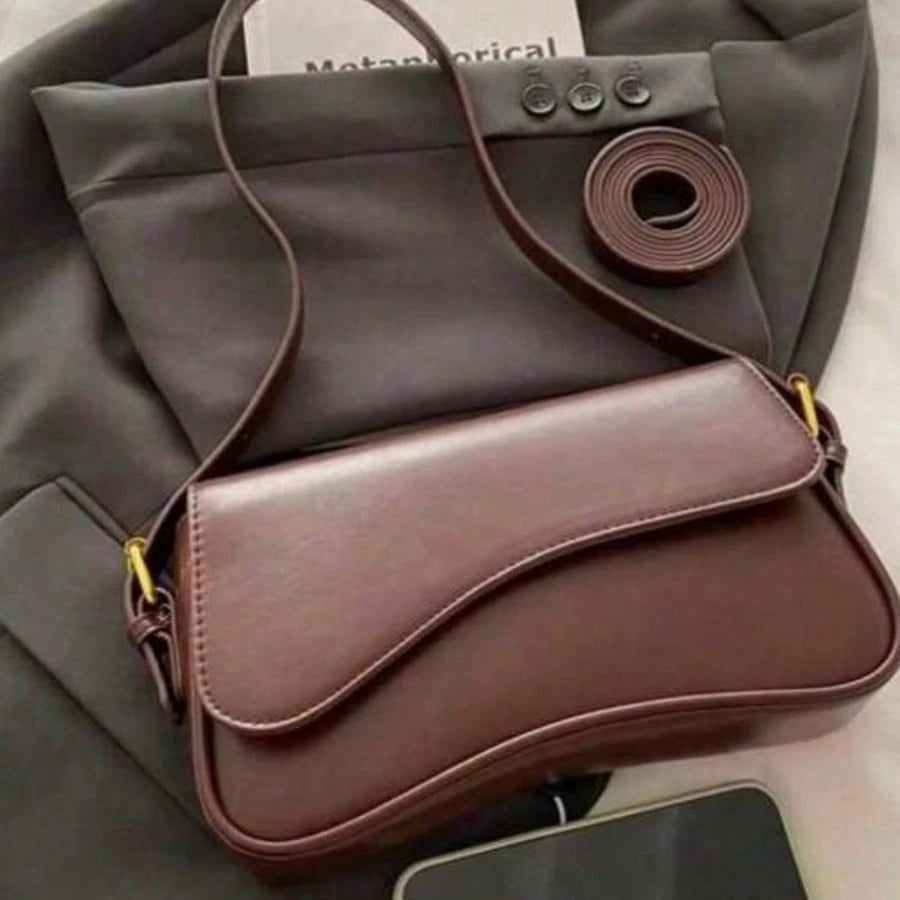 Vendedor IndicadoBolsa Feminina Baguete Alça de Ombro Aba Irregular Moda Estilo de Mão Preto Cafe Branca Caramelo