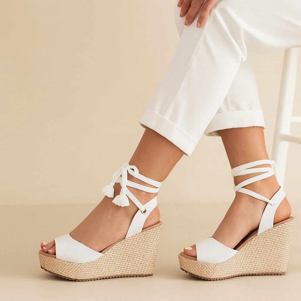 Sandalia Feminina Casual Anabela Férias 2026