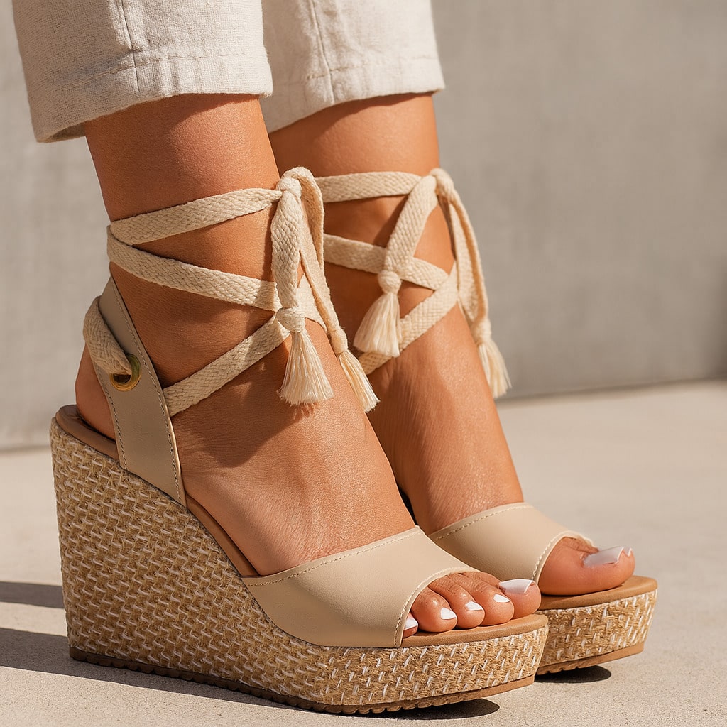 Sandalia Feminina Casual Anabela Férias 2026