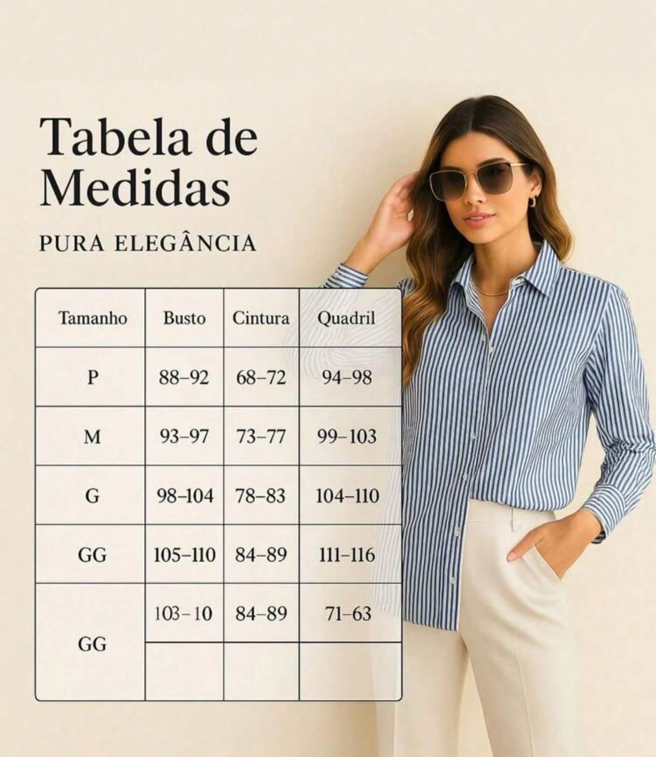 Camisa Manga Longa Listrada Botões na frente Escritório tecido Crepe Premium