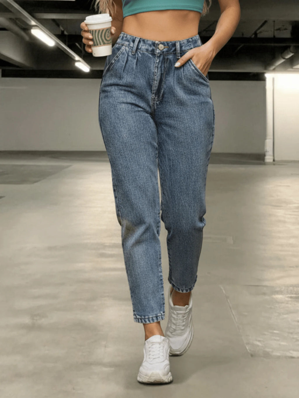 Vendedor Indicado
Calça Jeans Feminina Mom Básica Cos Alto Sem Elastano Com Bolso perna larga