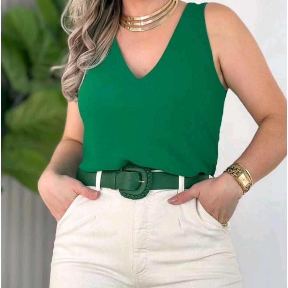 Blusa Regata Feminina Alça Larga Grossa Duna Regata Lisa Básica Elegante