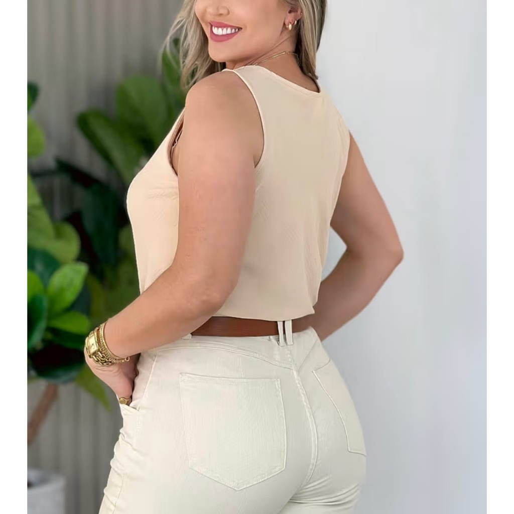 Blusa Regata Feminina Alça Larga Duna – Lisa Básica Elegante