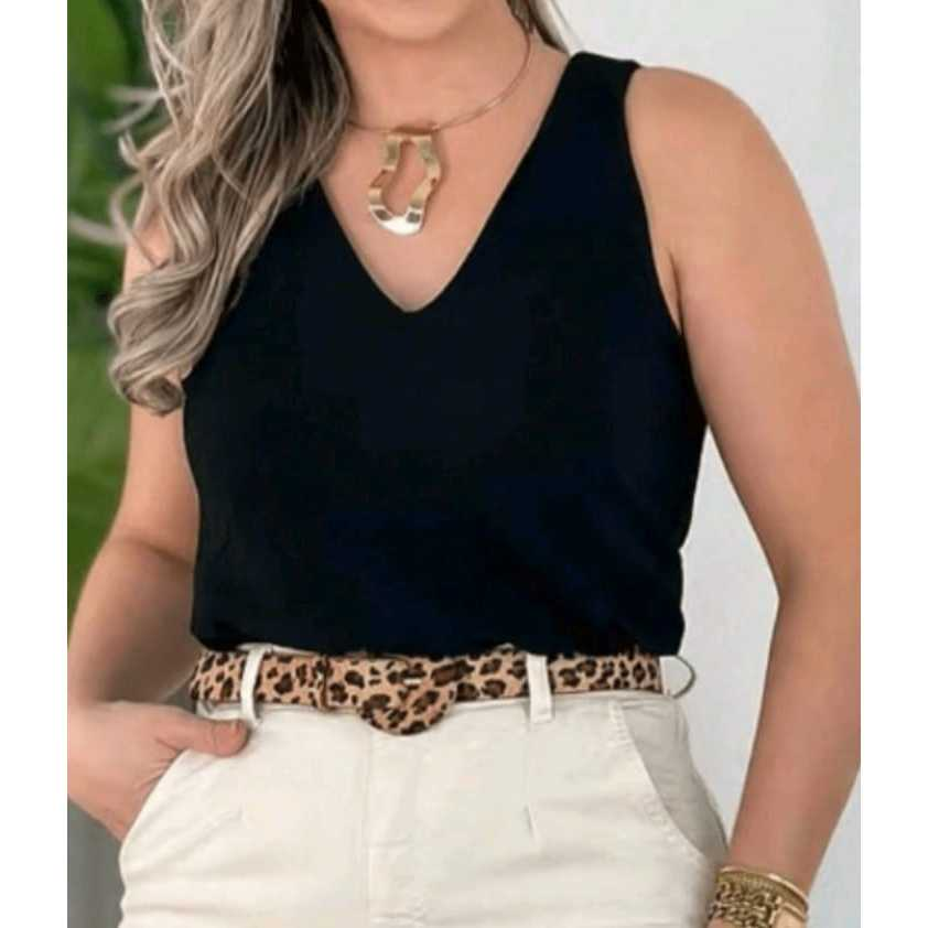 Blusa Feminina Alça Larga Tecido Duna