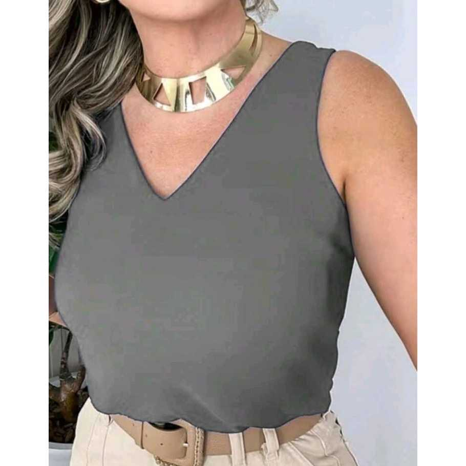 Blusa Feminina Alça Larga Tecido Duna