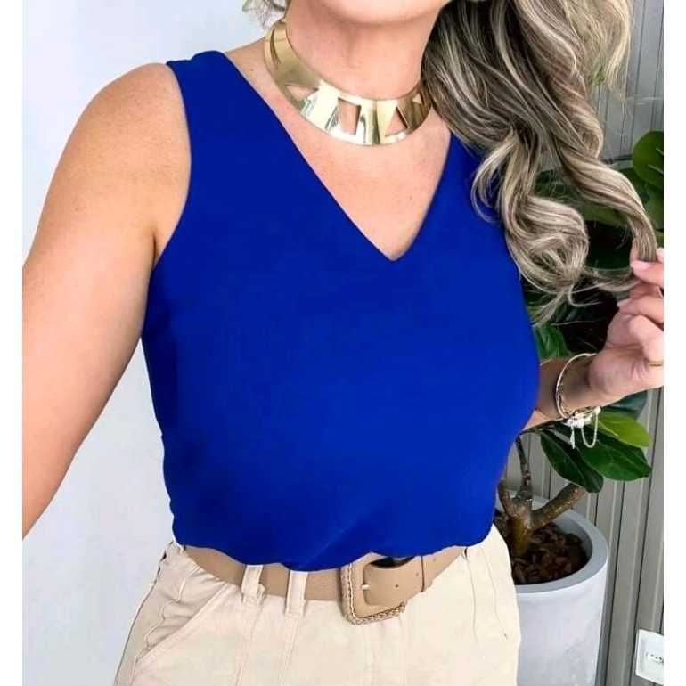 Blusa Feminina Alça Larga Tecido Duna