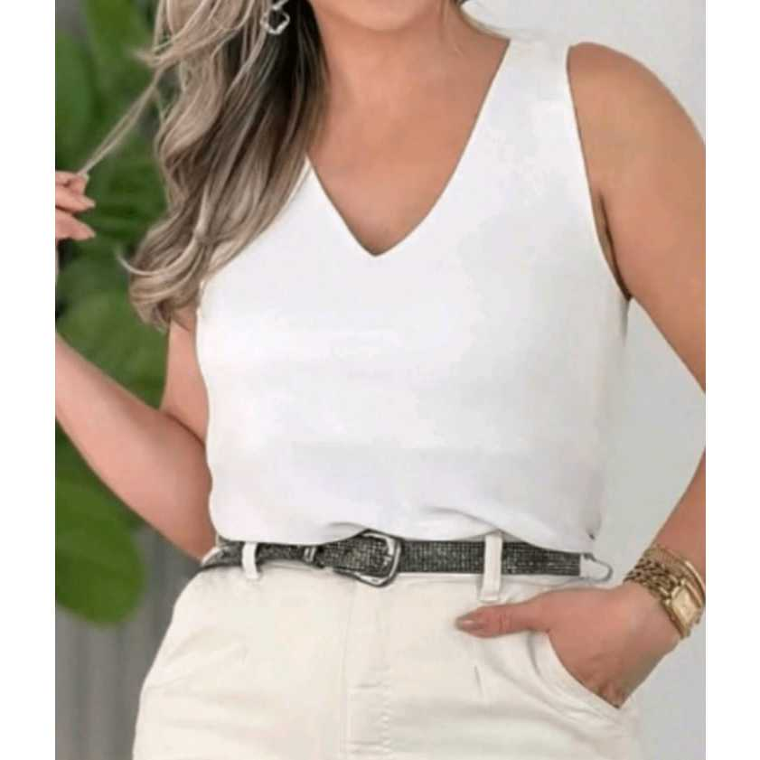 Blusa Feminina Alça Larga Tecido Duna