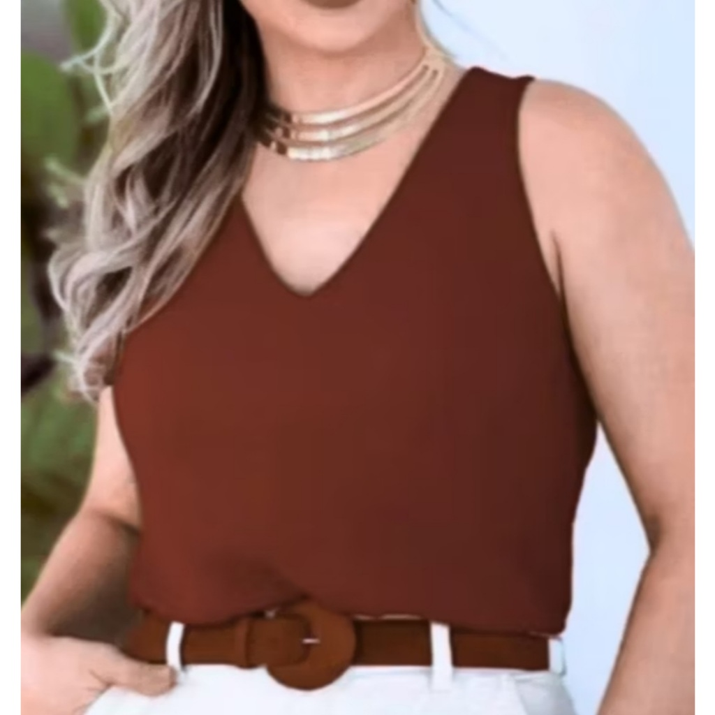 Blusa Regata Feminina Alça Larga Duna – Lisa Básica Elegante