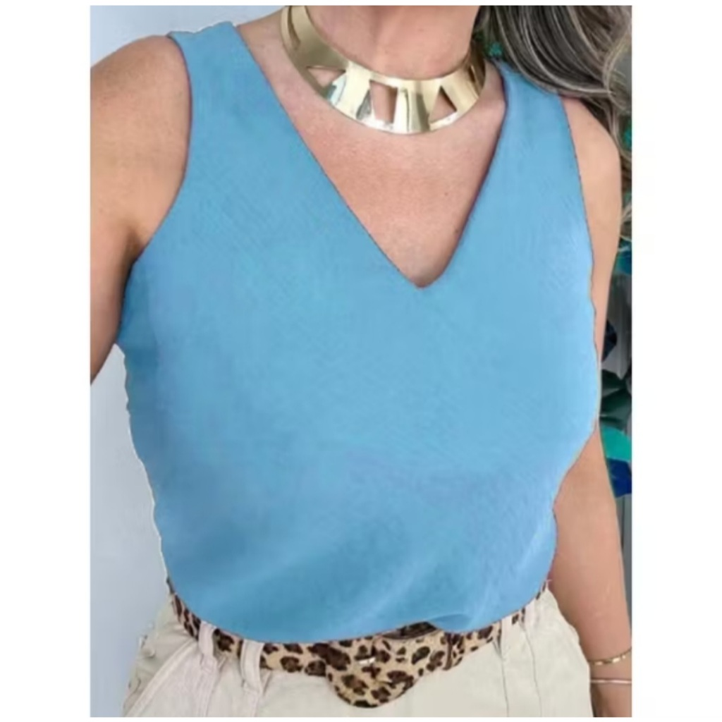 Blusa Regata Feminina Alça Larga Duna – Lisa Básica Elegante