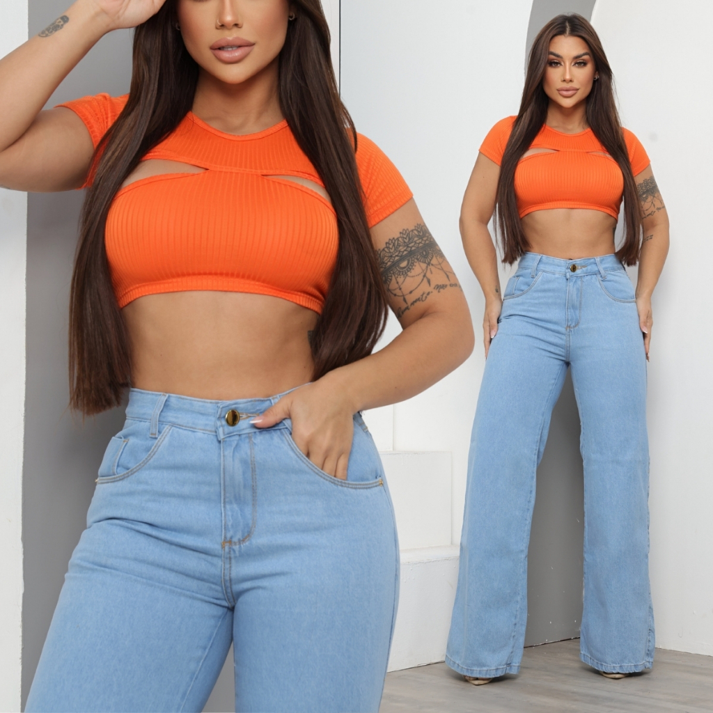 Calça Jeans Wide Leg Feminina Cintura Alta - A Pantalona Essencial