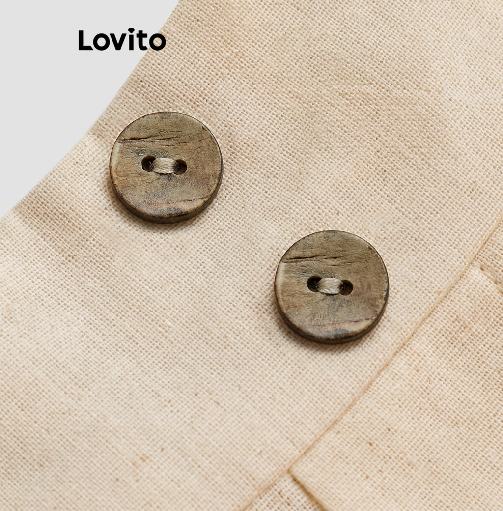 Calça Casual Básica com Botões Frontais - Lovito