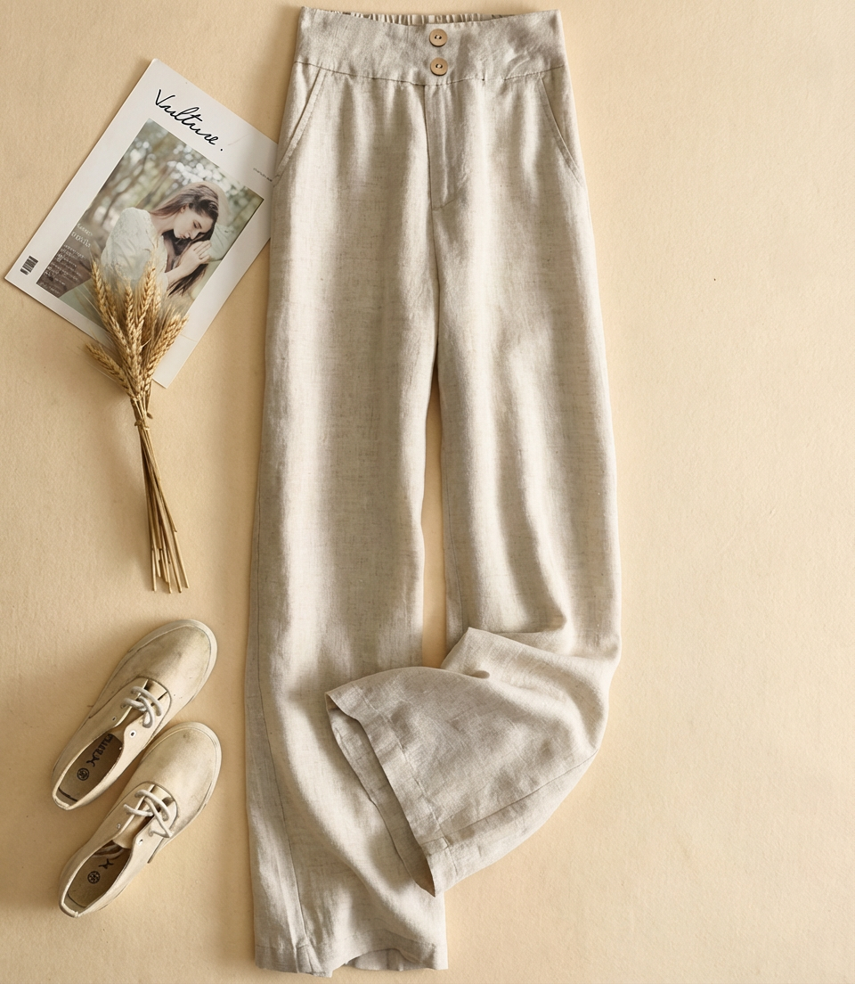 Calça Casual Básica com Botões Frontais - Lovito