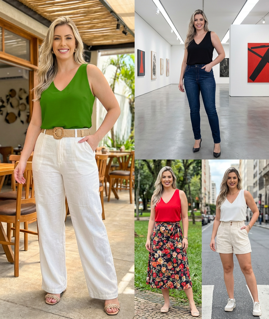 Blusa Feminina Alça Larga Tecido Duna