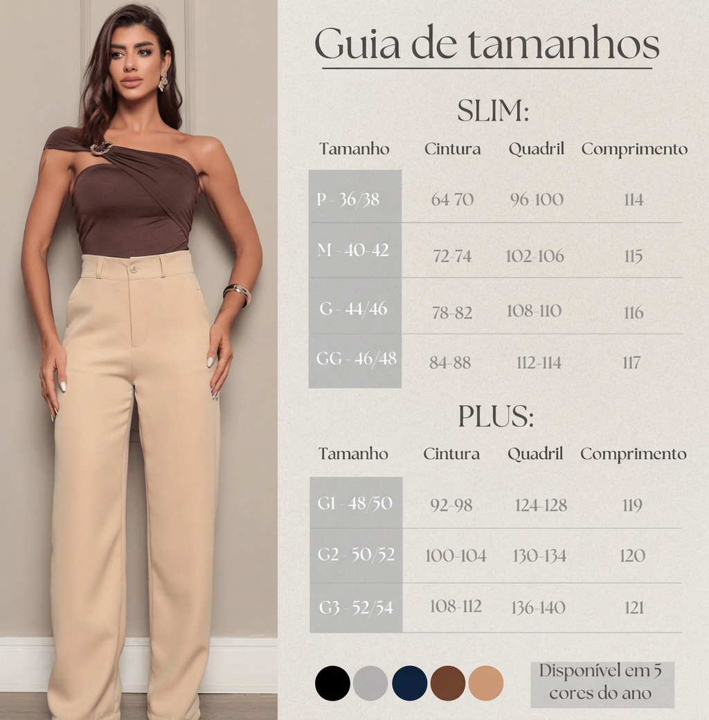 Calça Pantalona Alfaiataria Premium Wide Leg – Elegância e Conforto Atemporal