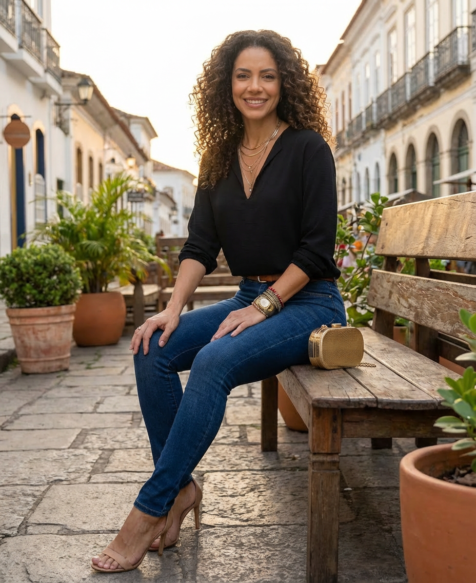 Blusa Feminina Manga 3/4 Duna Alfaiataria Social Básica Crepe Elegante Várias Cores