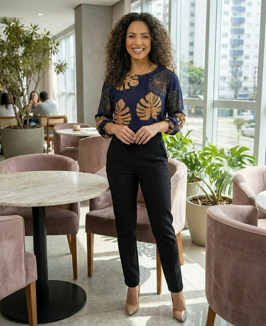 Calça Feminina Alfaiataria Cintura Alta com Cinto