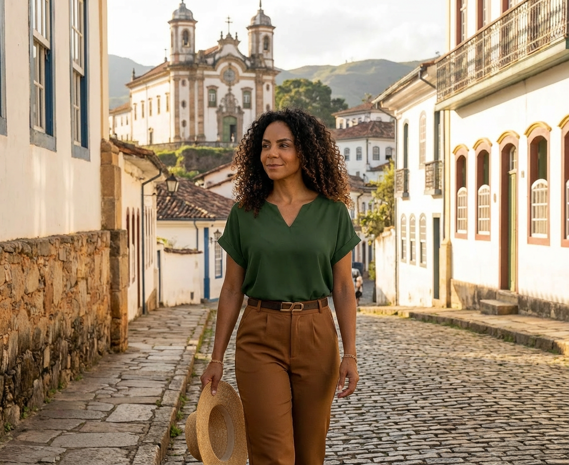 Blusa Feminina Manga 3/4 Duna Alfaiataria Social Básica Crepe Elegante Várias Cores