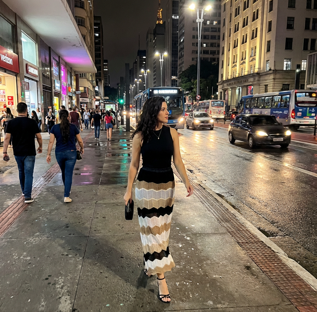 Saia Longa de Tricot Crochê Chica Flor: A Elegância Fluida que Transforma seu Verão