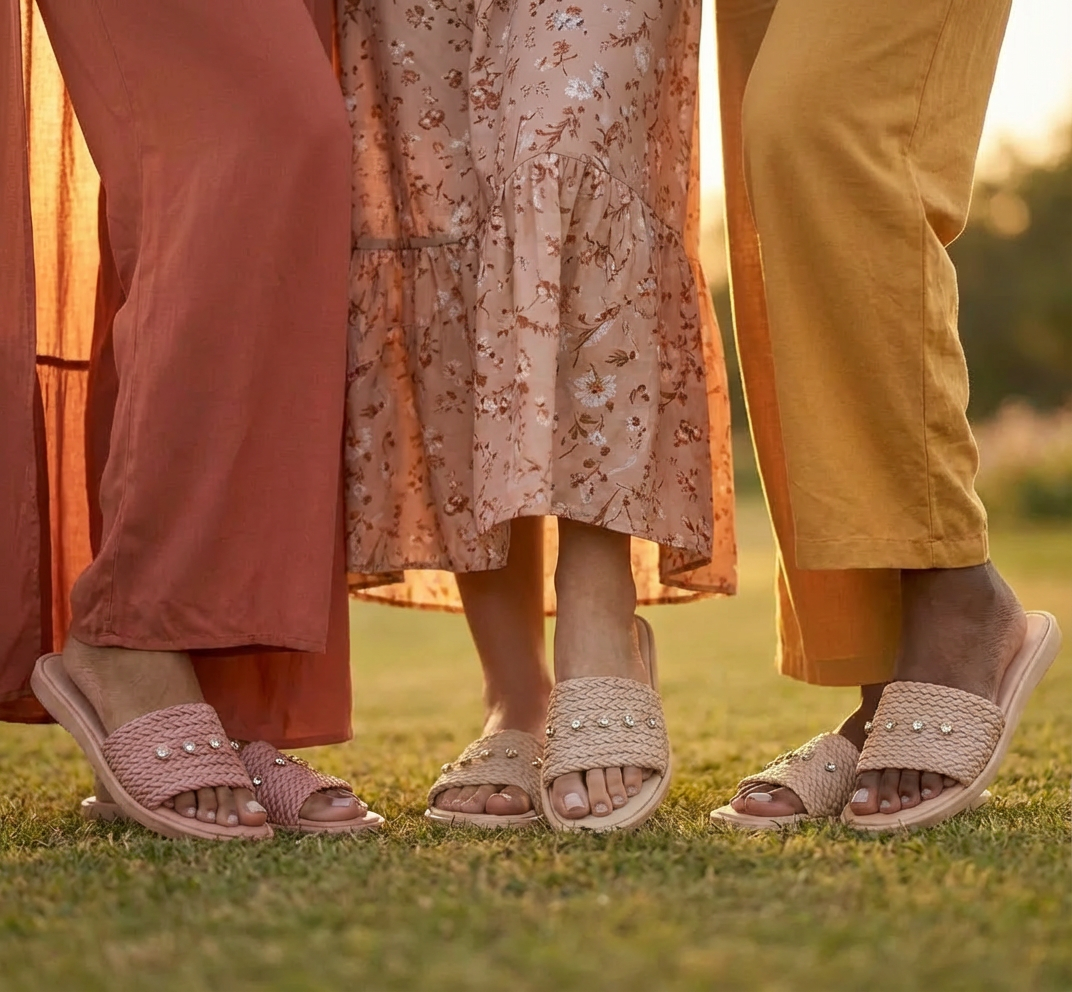 Rasteira Slide Nude com Strass: O Brilho Sofisticado que Une Conforto e Glamour Instantâneo