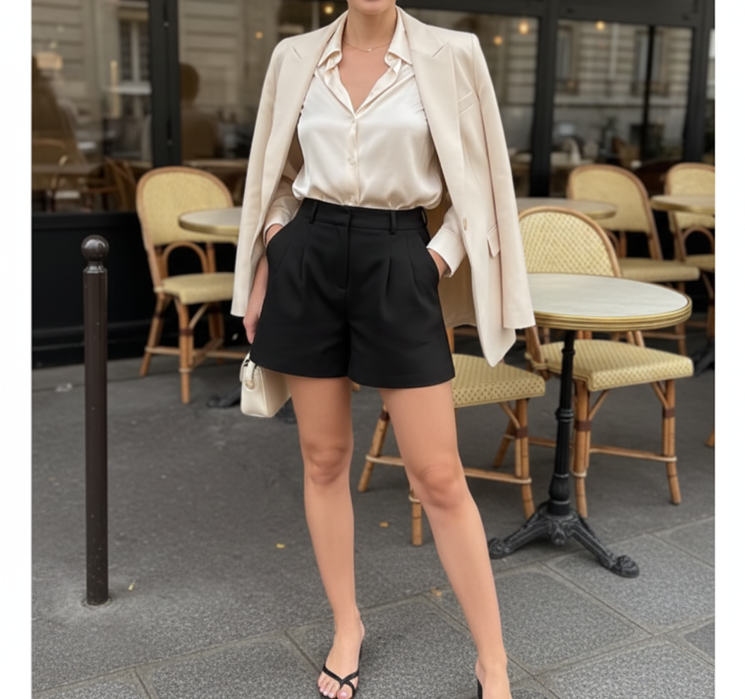 Shorts Feminino Curto Liso Alfaiataria - Lovito