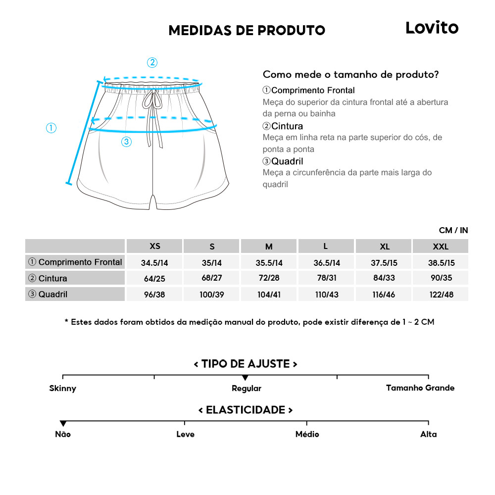 Lovito Shorts Feminino Curto Liso Alfaiataria LNE43028