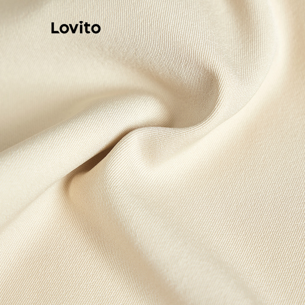 (KOL‘s pick) Lovito Casual Calça Feminina Lisa com Bolso L67AD135 (Cáqui)